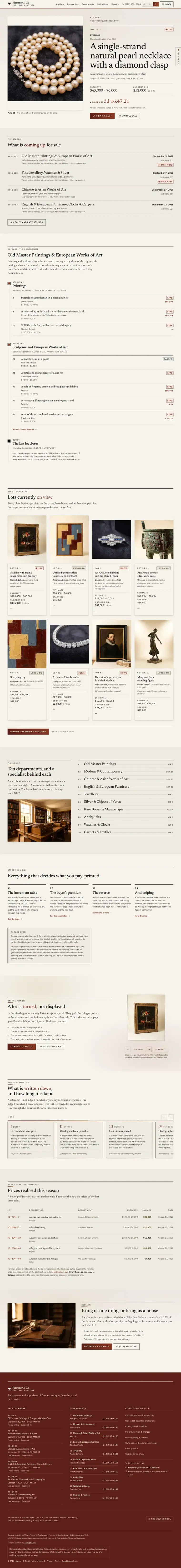Full home page of the Hammer & Co auction website design