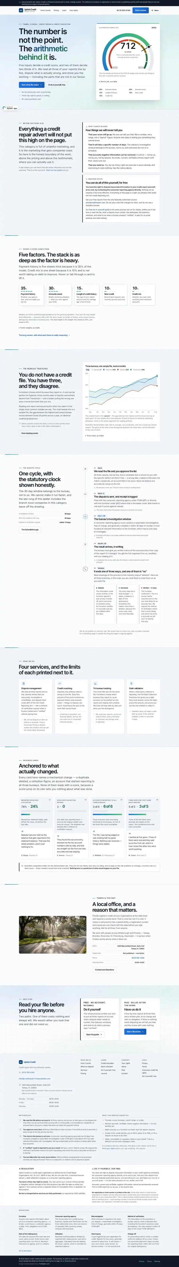 Full home page of the Uptick Credit credit repair website design