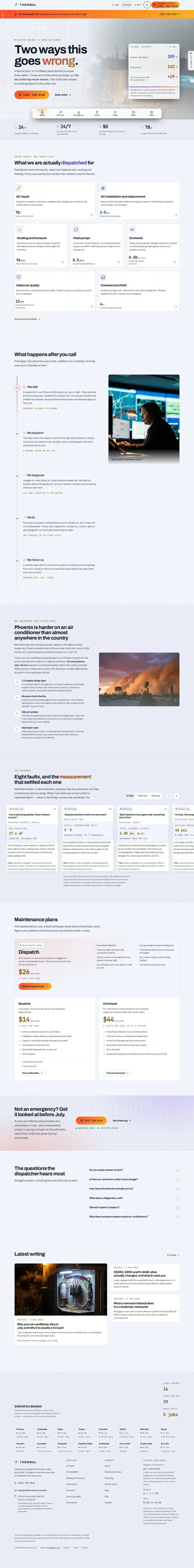 Full home page of the Thermal hvac website design