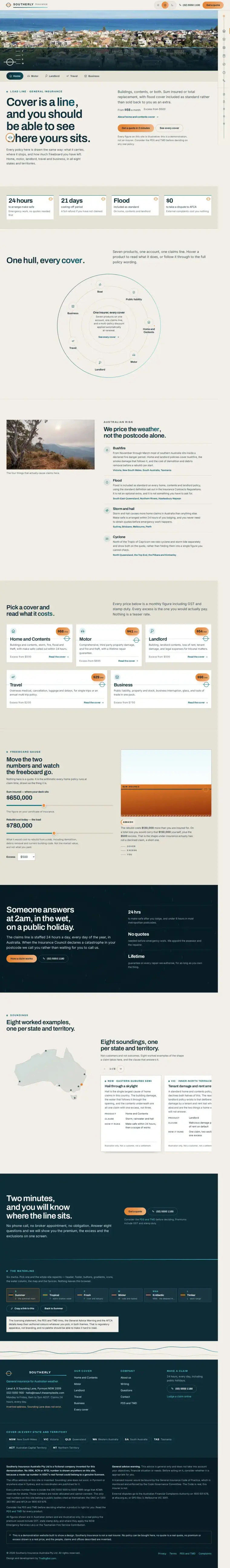 Full home page of the Southerly general insurance website design