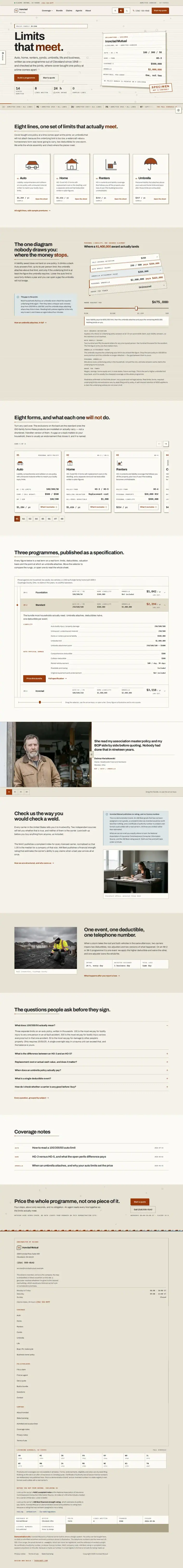 Full home page of the Ironclad Mutual general insurance website design