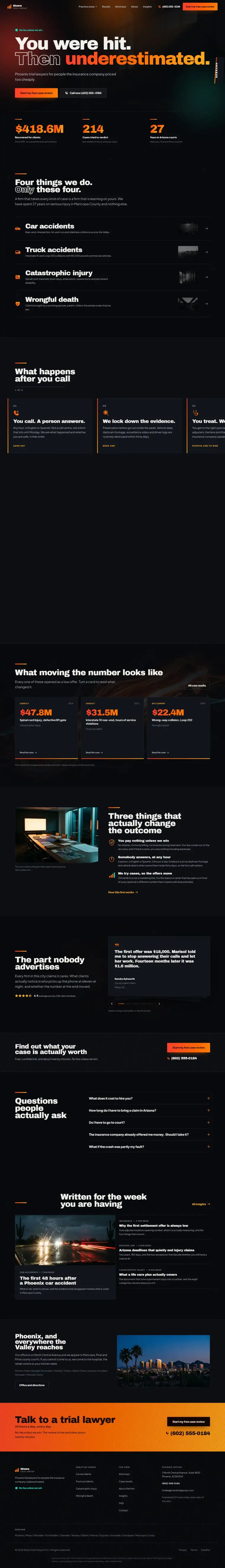 Full home page of the Rivera Trial Group legal website design
