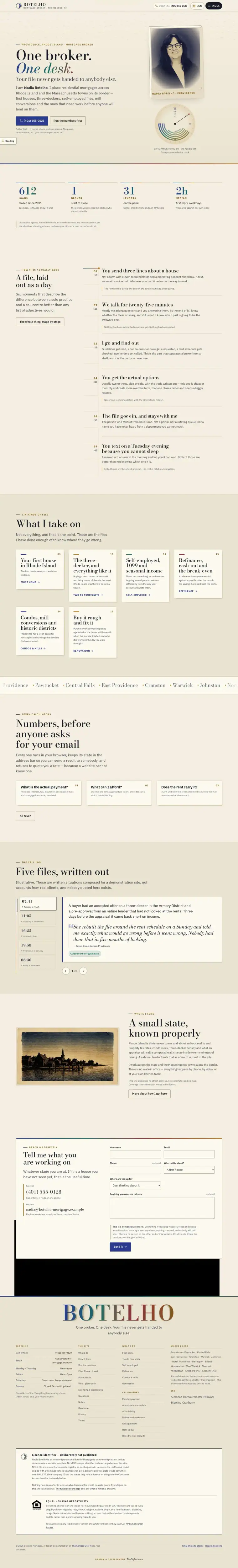 Full home page of the Botelho Mortgage mortgage website design