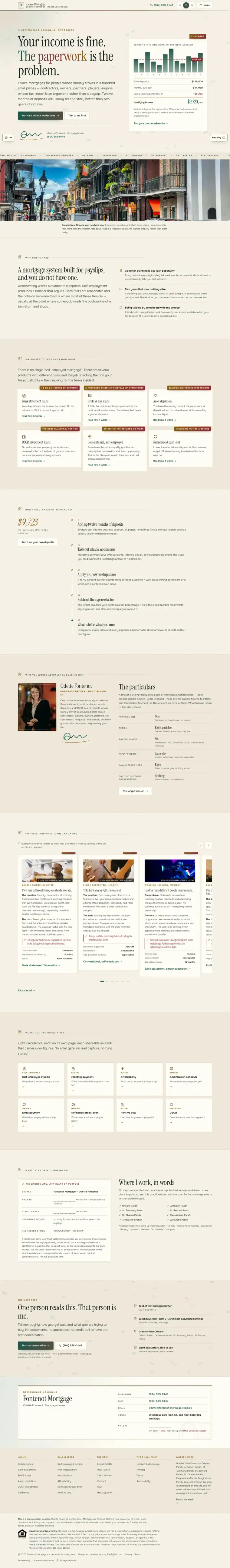 Full home page of the Fontenot Mortgage mortgage website design
