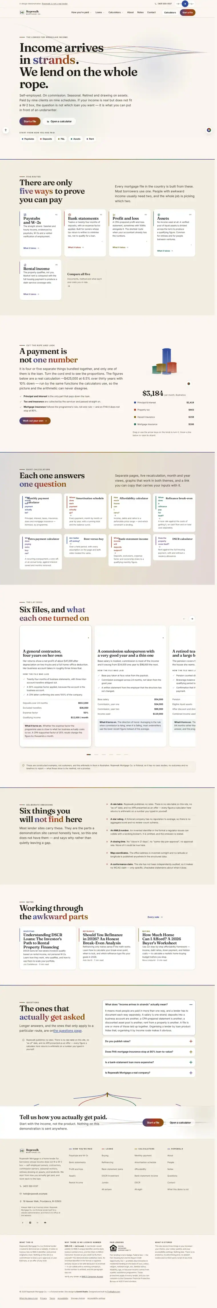 Full home page of the Ropewalk Mortgage Co. mortgage website design