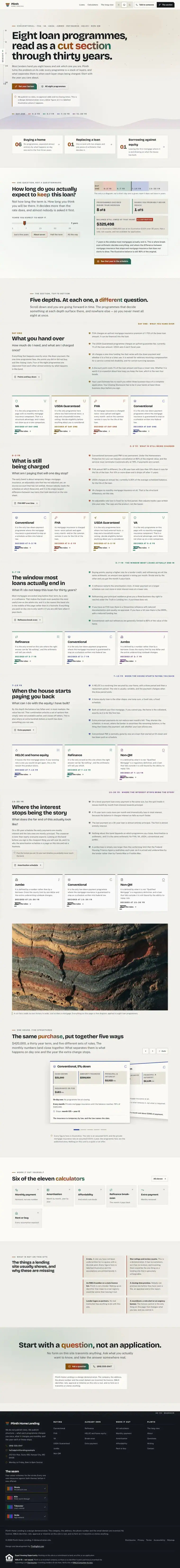 Full home page of the Plinth Home Lending mortgage website design