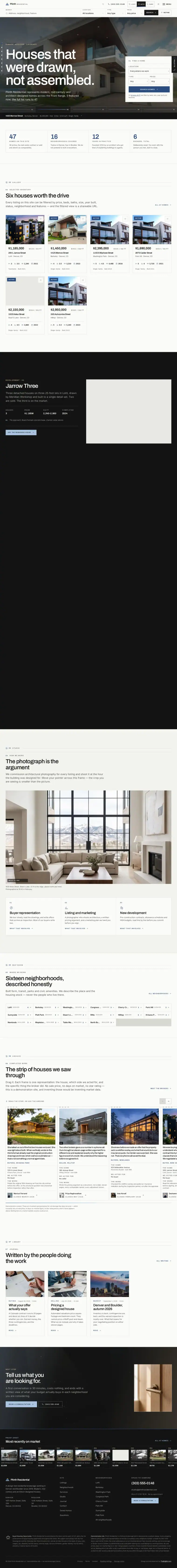 Full home page of the Plinth Residential real estate website design