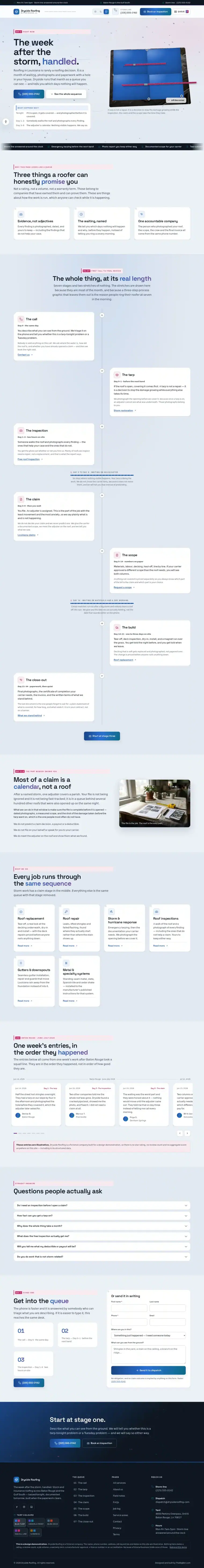 Full home page of the Dryside Roofing roofing website design
