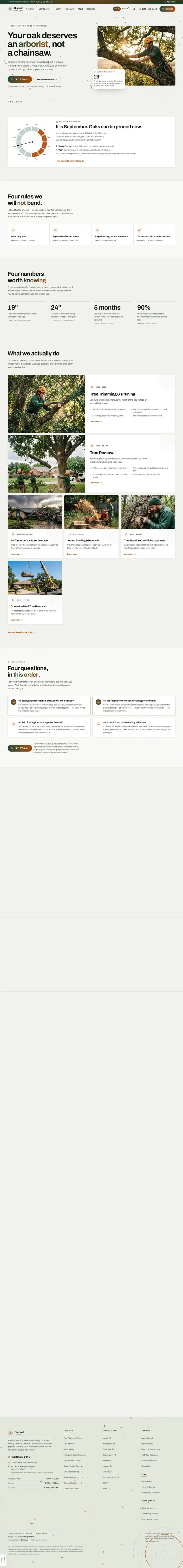 Full home page of the Summit Tree tree care website design
