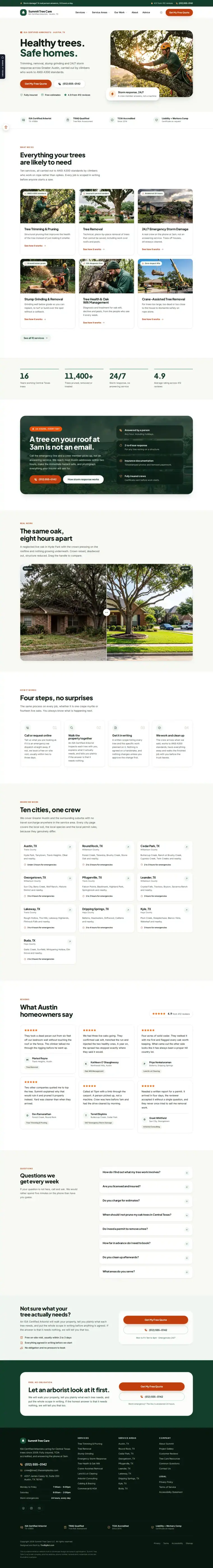 Full home page of the Summit Tree Care, Understory — August 2026 tree care website design