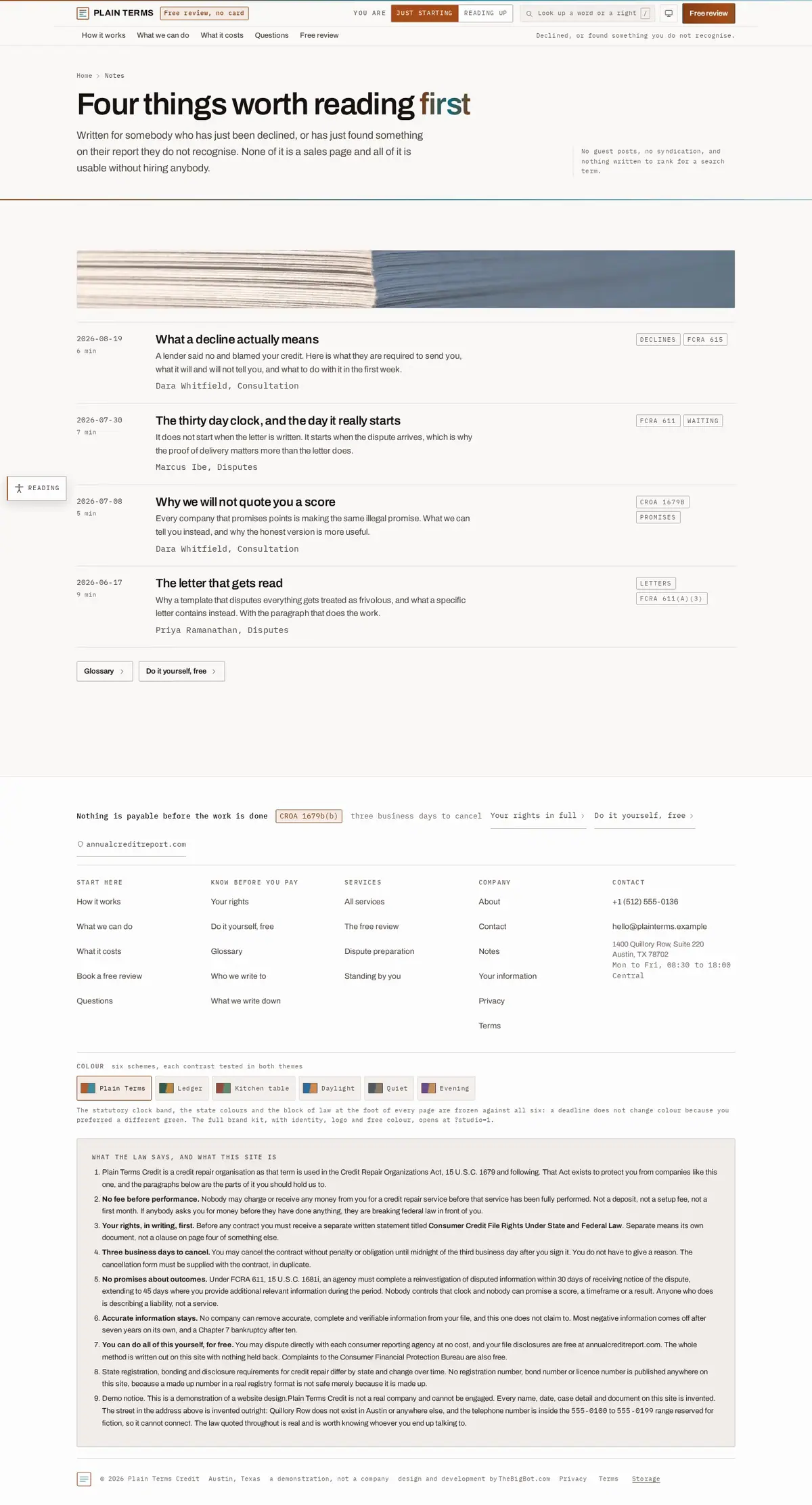 The blog page of the Underwrite credit repair website design
