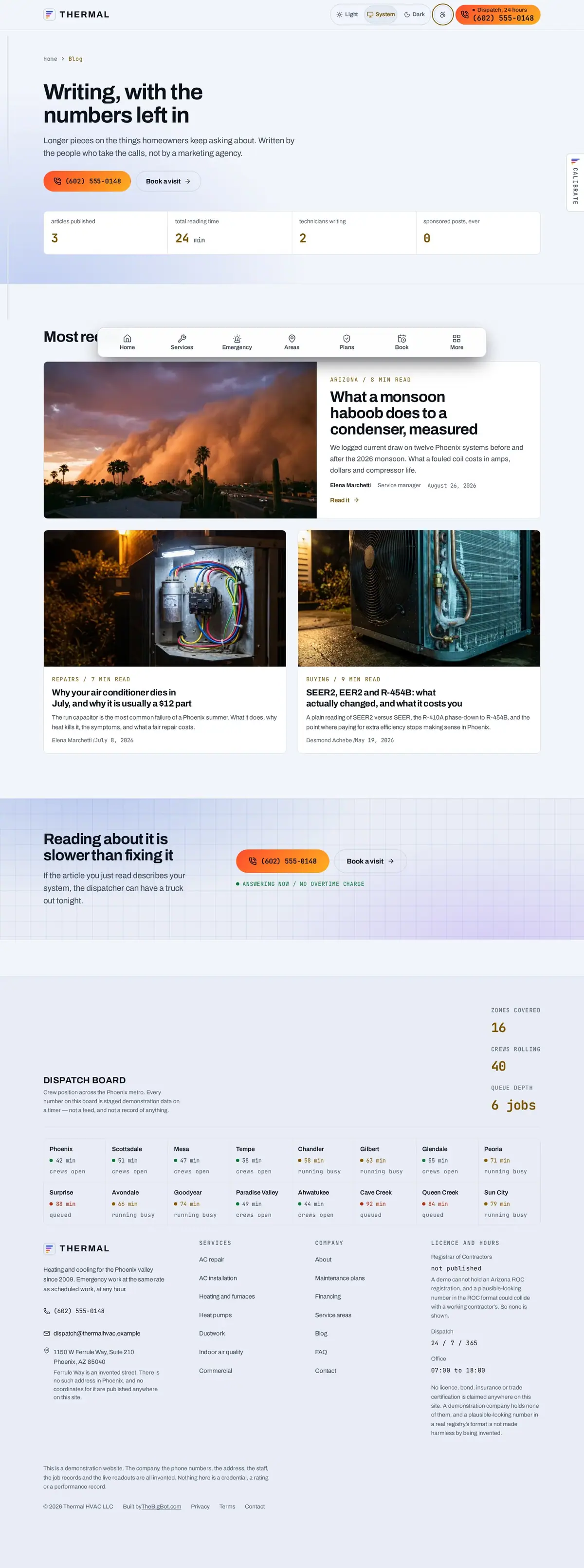 The blog page of the Thermal hvac website design