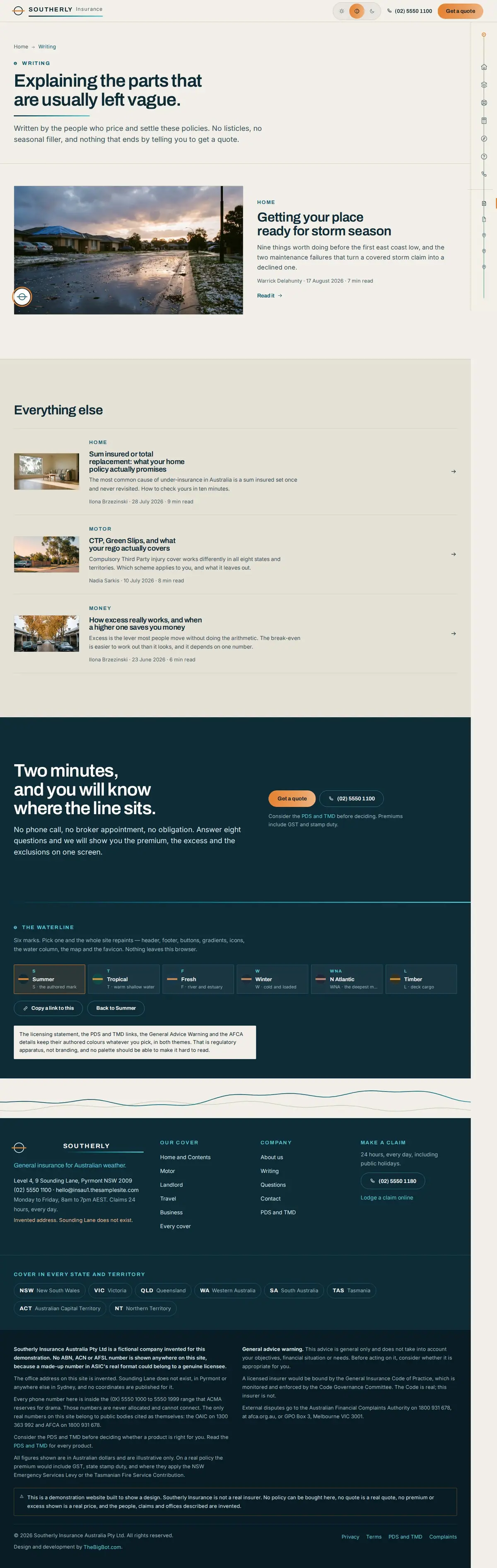The blog page of the Southerly general insurance website design
