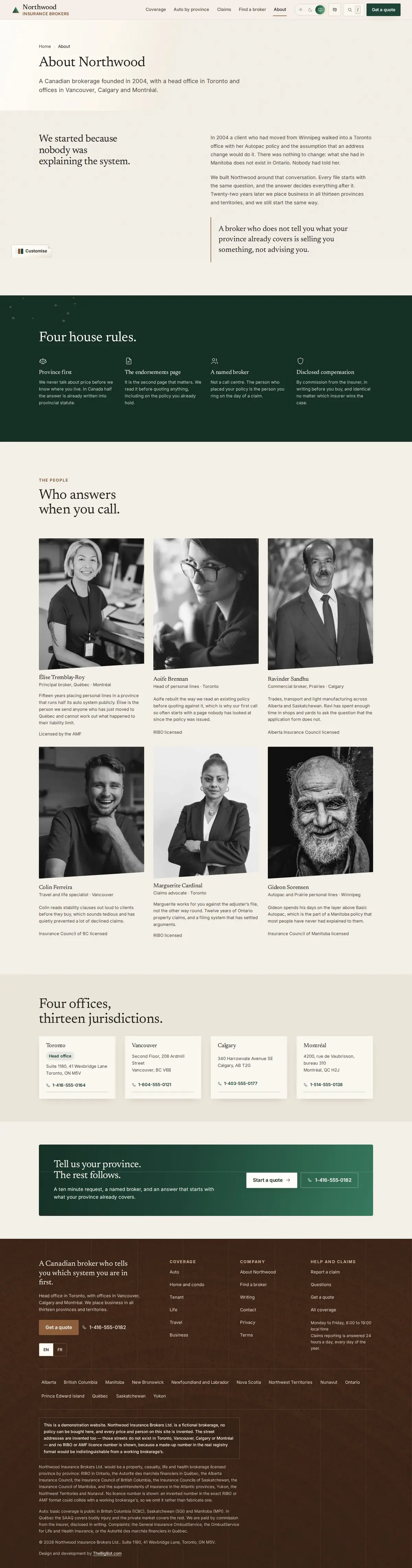 The about page of the Northwood general insurance website design