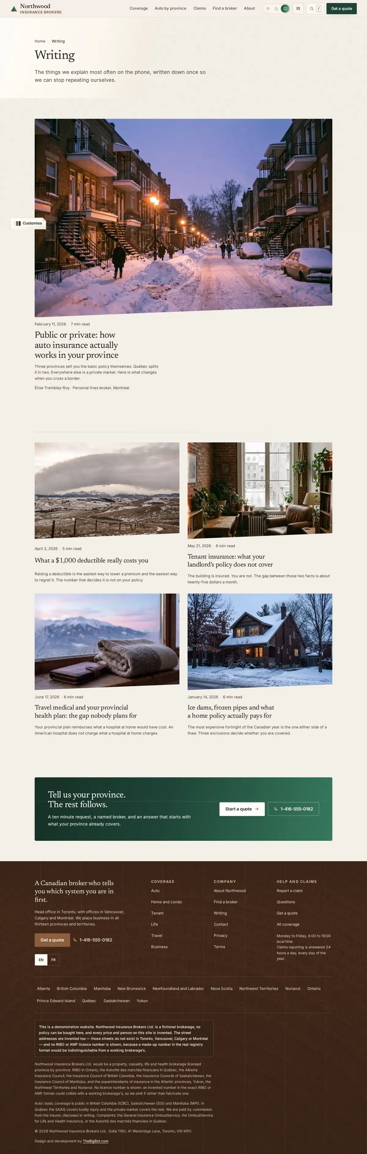 The blog page of the Northwood general insurance website design
