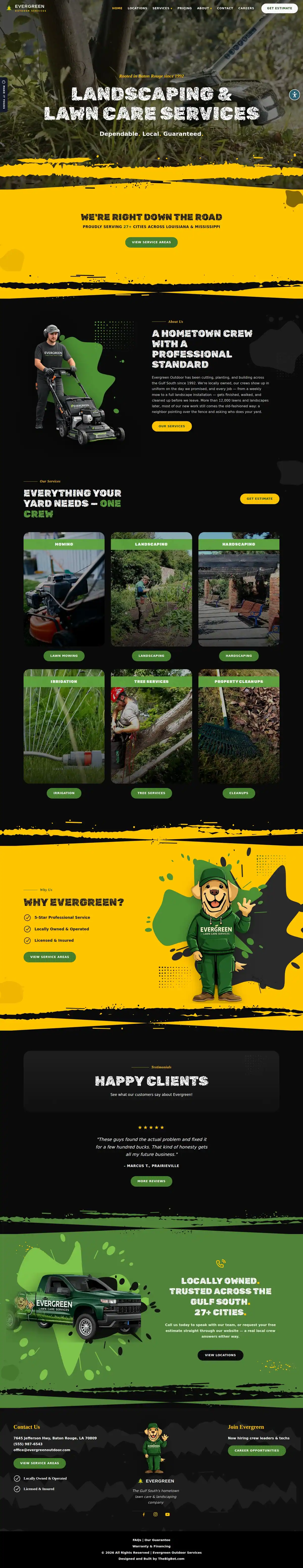 The home page of the Evergreen Landscaping — August 2026 landscaping website design