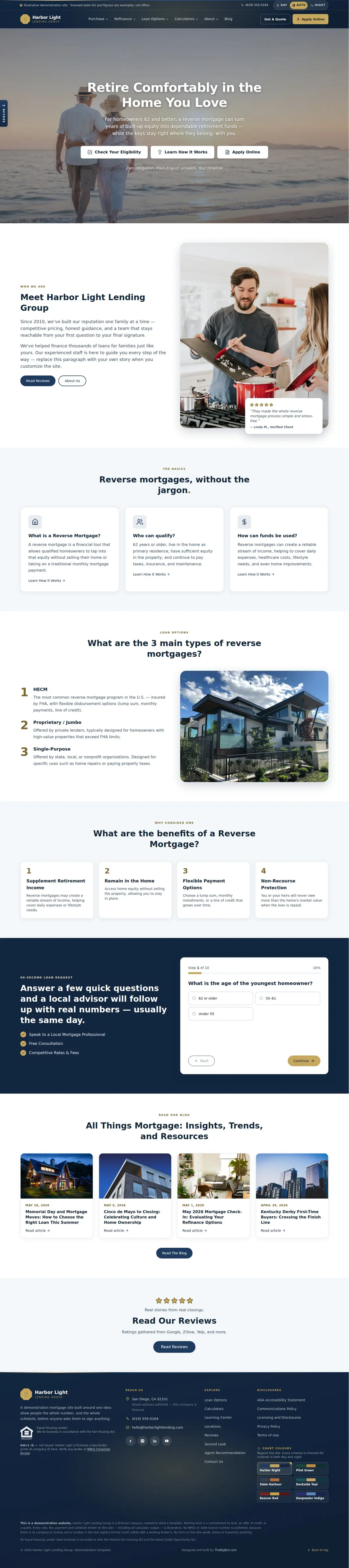 The home page of the Harbor Light Lending Group — August 2026 mortgage website design