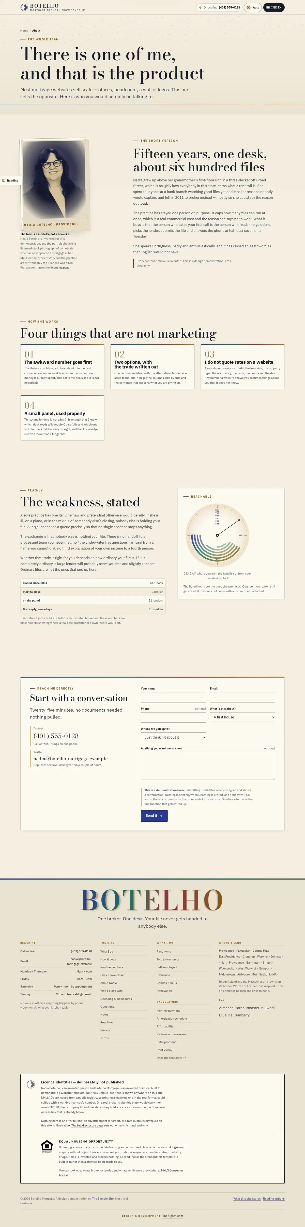 The about page of the Botelho Mortgage mortgage website design