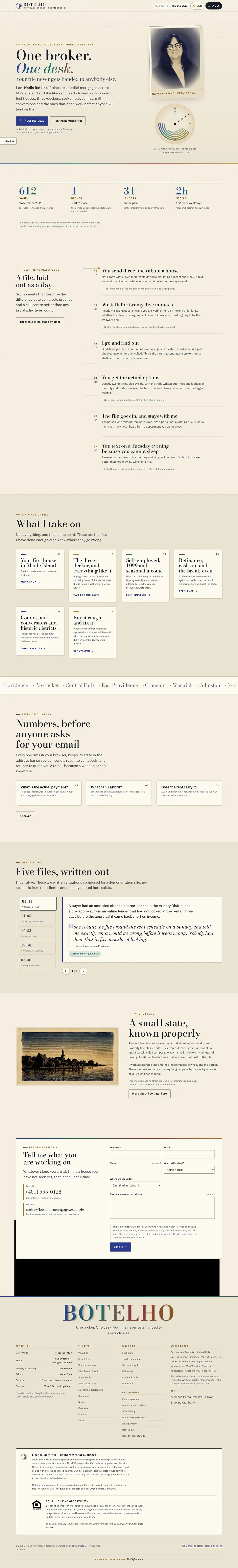The home page of the Botelho Mortgage mortgage website design