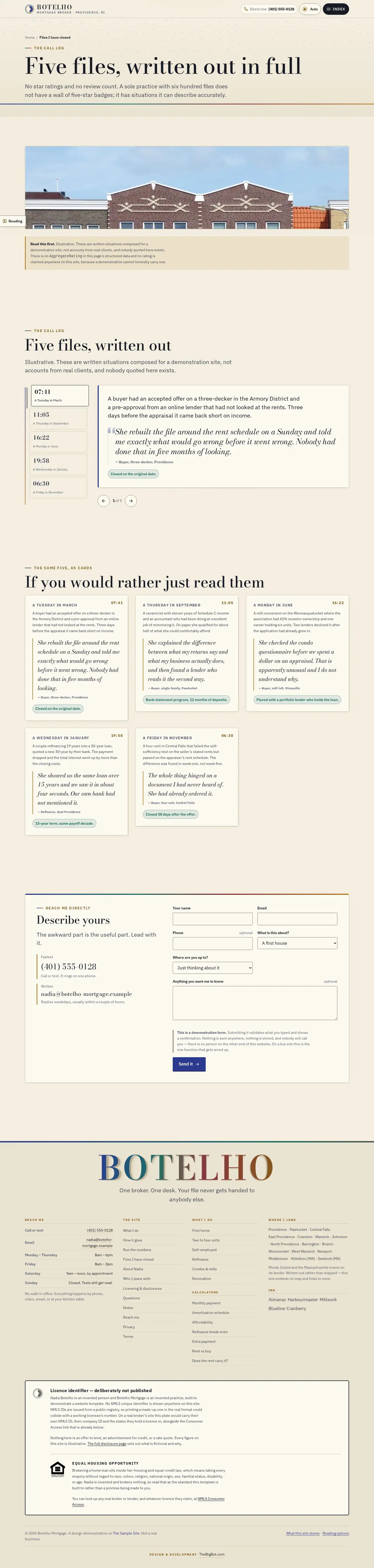 The stories page of the Botelho Mortgage mortgage website design