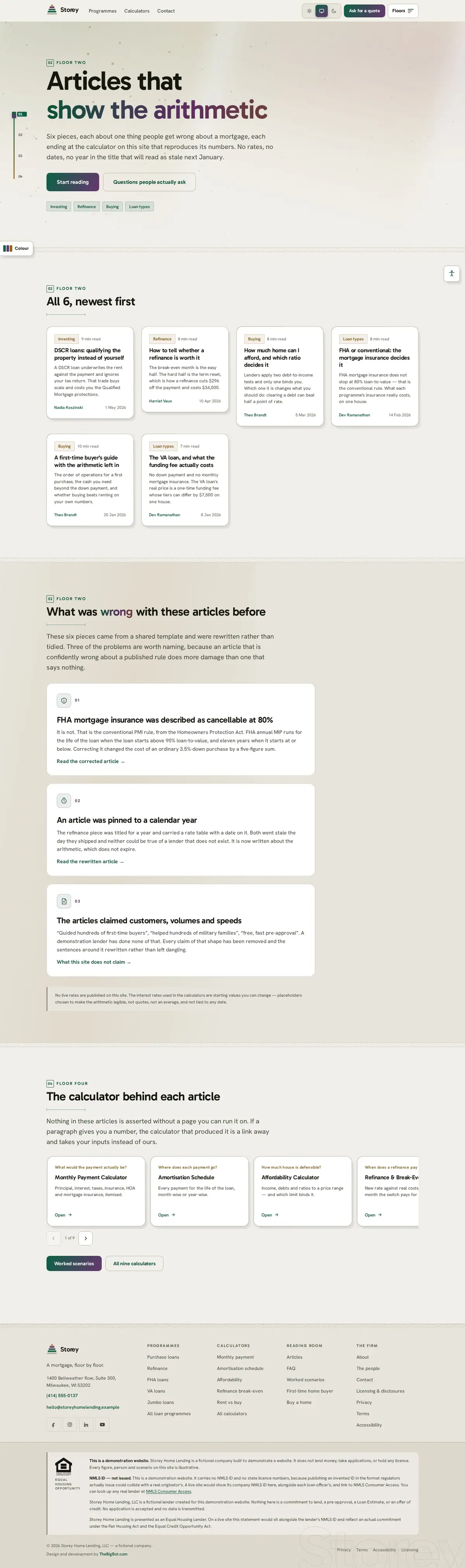 The blog page of the Storey Home Lending mortgage website design