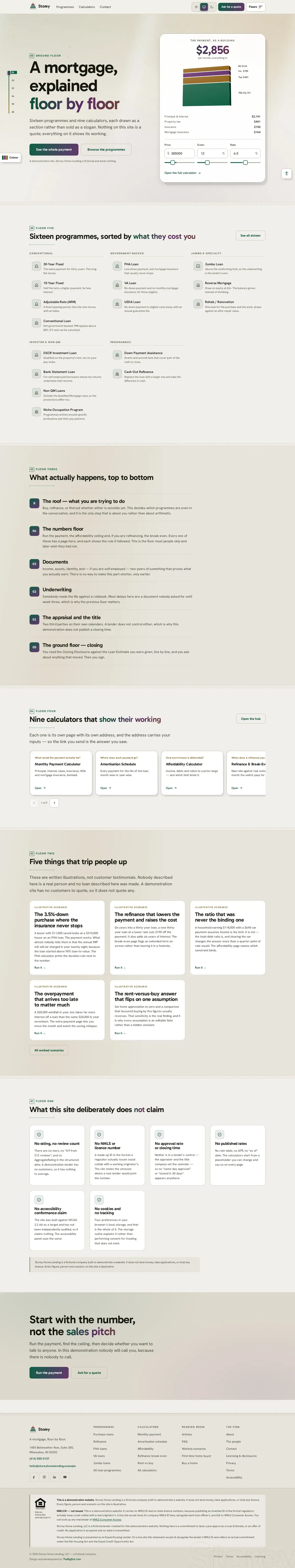 The home page of the Storey Home Lending mortgage website design