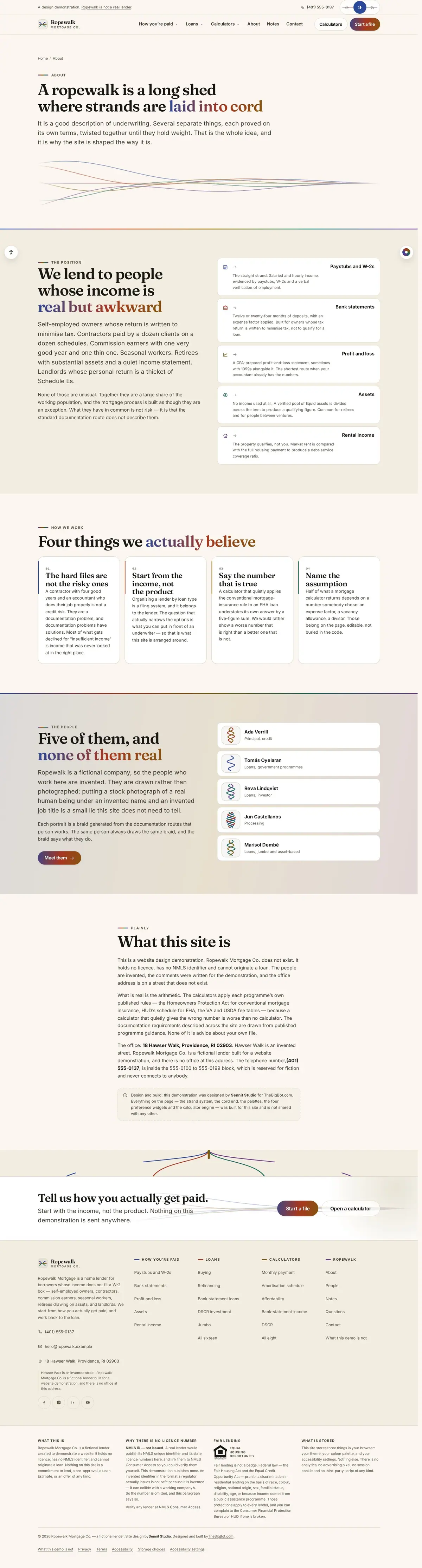 The about us page of the Ropewalk Mortgage Co. mortgage website design