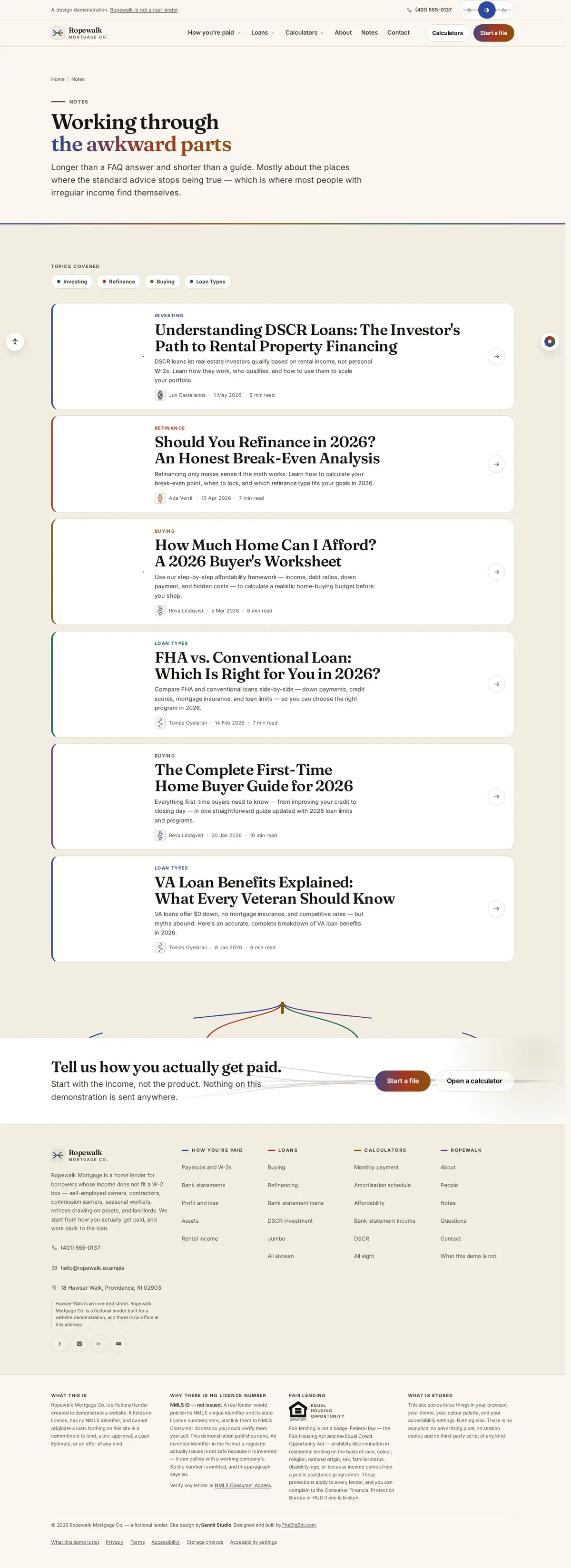 The blog page of the Ropewalk Mortgage Co. mortgage website design