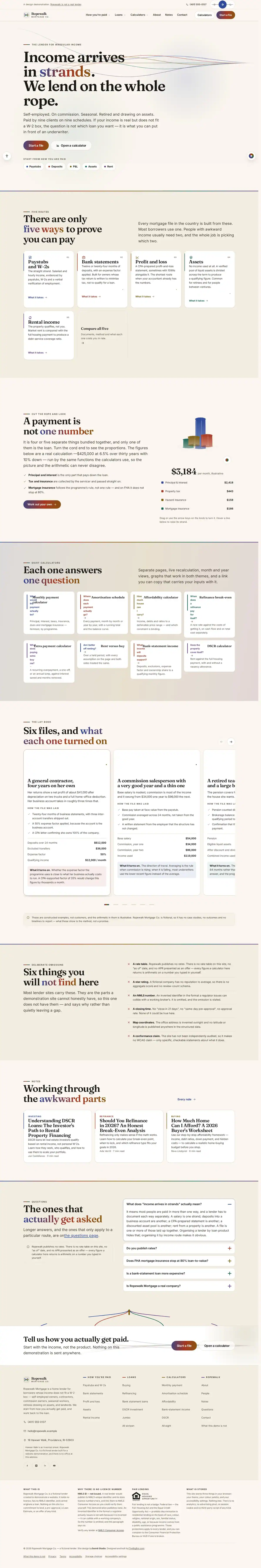 The home page of the Ropewalk Mortgage Co. mortgage website design