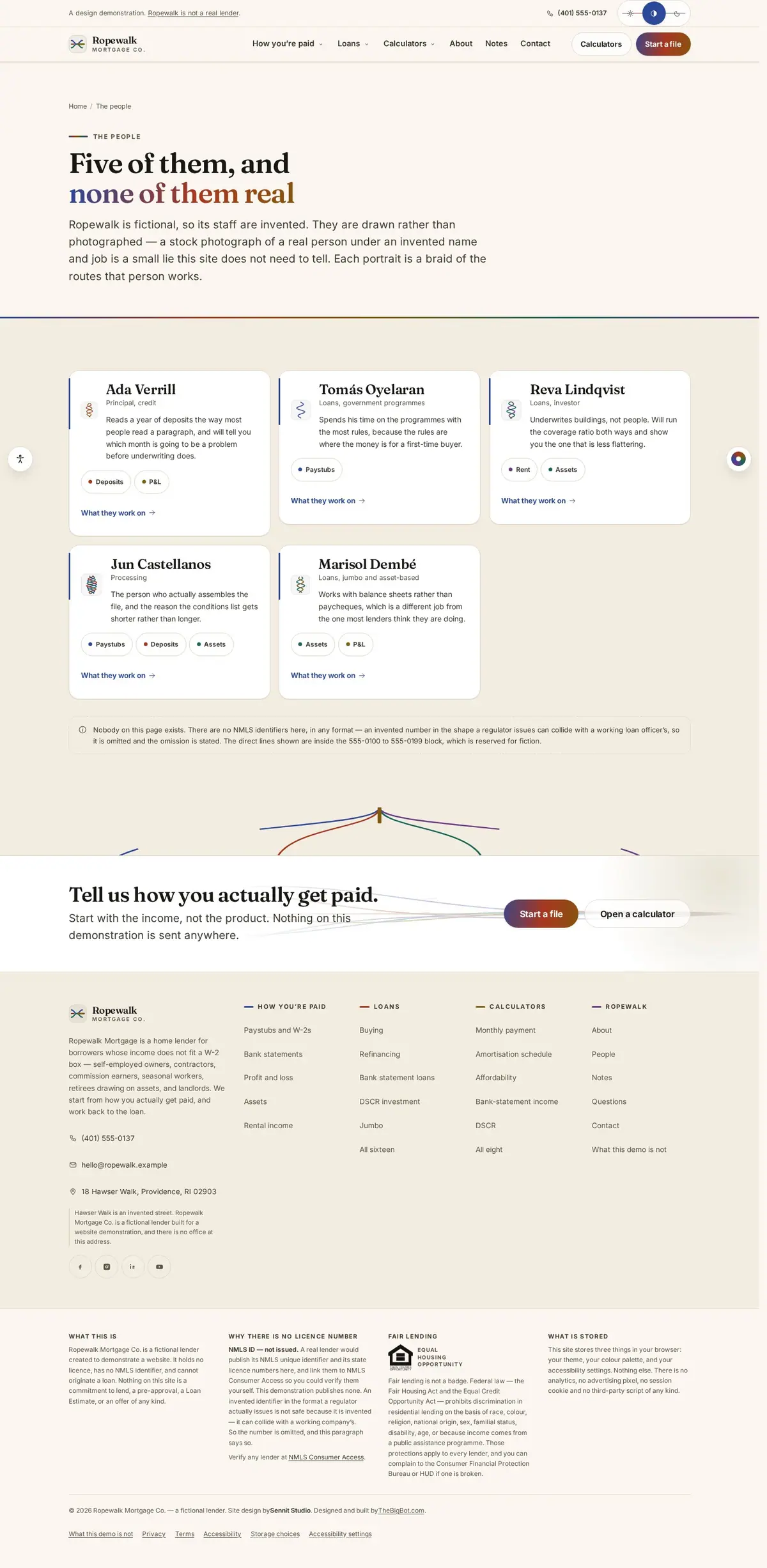 The our team page of the Ropewalk Mortgage Co. mortgage website design