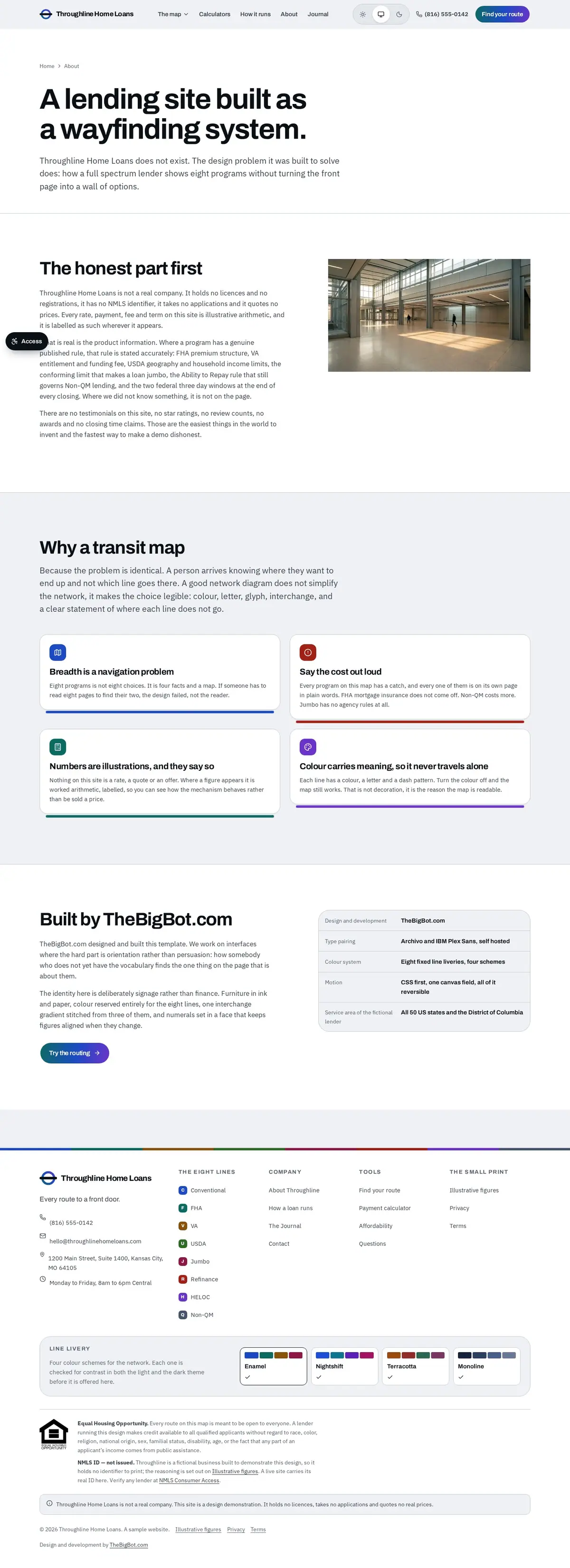 The about page of the Throughline Home Loans mortgage website design