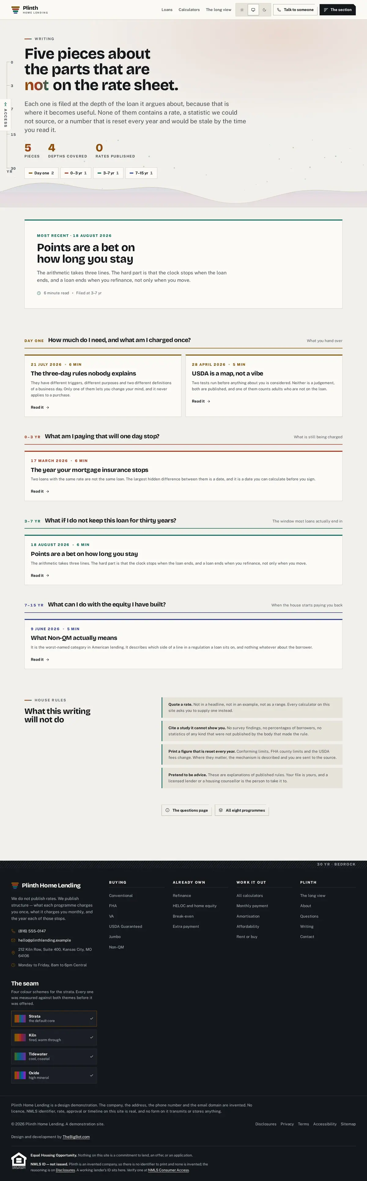 The blog page of the Plinth Home Lending mortgage website design