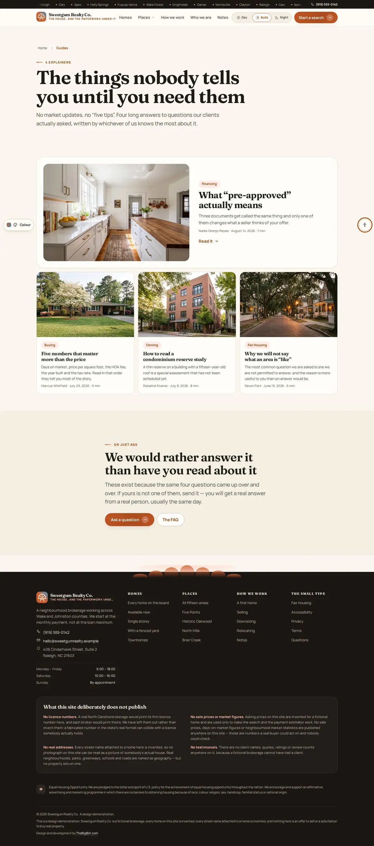 The blog page of the Sweetgum Realty Co. real estate website design